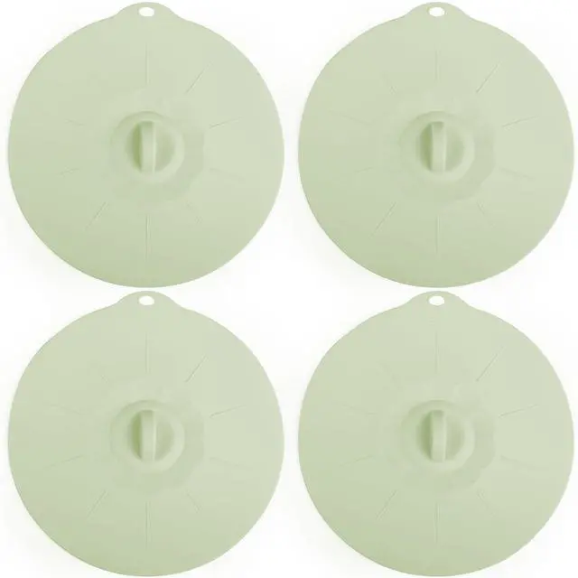 Main image of 4 Pack 7.8" Silicone Lids for Cups Bowls Plates Pans, Microwave Splatter Cover, Kitchen Containers Lids Cover for Food Storage,Light Green Medium