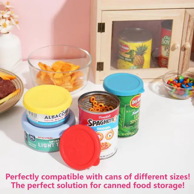 Alt view image 7 of 7 - Set of 4 Packs Silicone Can Lids for Canned Food, Fit 3.0''|3.2''|3.5''|4.0-inches Food Can | Leak-Proof and Reusable Lids | Can Covers Toppers | Different Sizes | Dishwasher Safe
