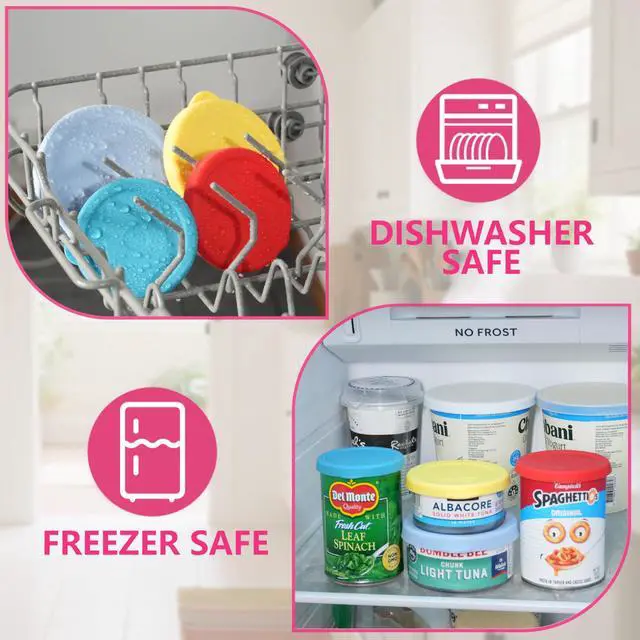 Alt view image 5 of 7 - Set of 4 Packs Silicone Can Lids for Canned Food, Fit 3.0''|3.2''|3.5''|4.0-inches Food Can | Leak-Proof and Reusable Lids | Can Covers Toppers | Different Sizes | Dishwasher Safe