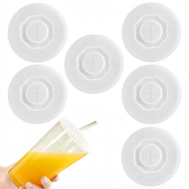 Main image of 6 Pcs Cross shaped silicone cup lid,Transparent Cup Lid with Straw Hole,Universal cup lid, soft lid, dust cover, for Coffee Mugs Wine Glass Cups Drink cup,Reusable Silicone Lids