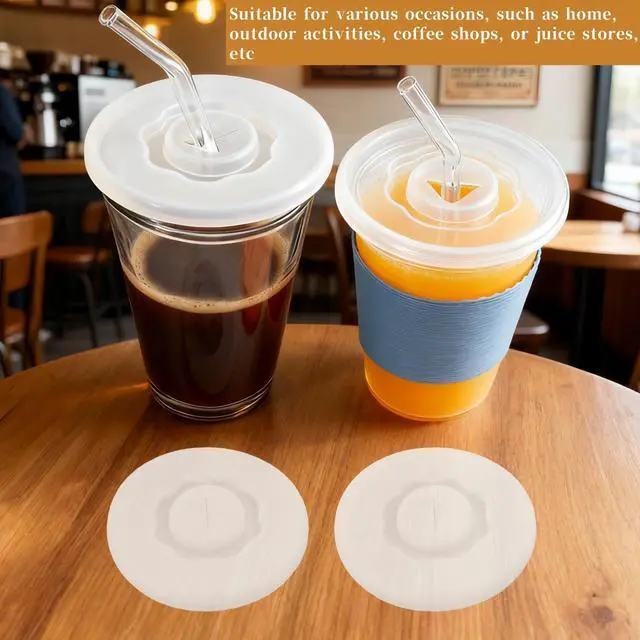 Alt view image 7 of 7 - 6 Pcs Cross shaped silicone cup lid,Transparent Cup Lid with Straw Hole,Universal cup lid, soft lid, dust cover, for Coffee Mugs Wine Glass Cups Drink cup,Reusable Silicone Lids