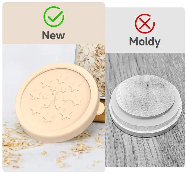 Alt view image 6 of 6 - Silicone Leakproof Lids with Labels, Covers for 5oz Oui Yogurt Jar