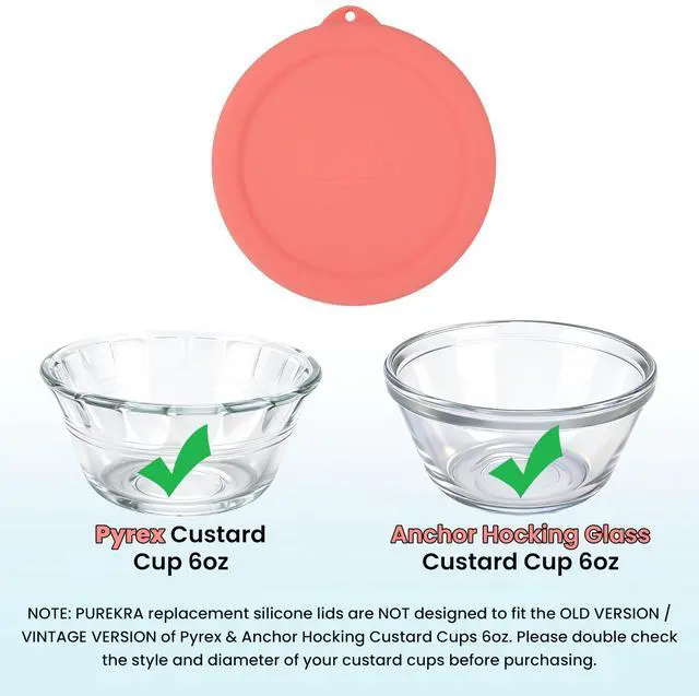 Alt view image 2 of 7 - Silicone Ramekin Lids for Pyrex and Anchor Hocking Glass Custard Cups 6oz, Prepware Dessert Cup Cover, Silicone Lids for Food Storage, Dishwasher Safe (Containers NOT Included)