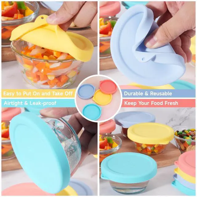 Alt view image 4 of 7 - Silicone Ramekin Lids for Pyrex and Anchor Hocking Glass Custard Cups 6oz, Prepware Dessert Cup Cover, Silicone Lids for Food Storage, Dishwasher Safe (Containers NOT Included)