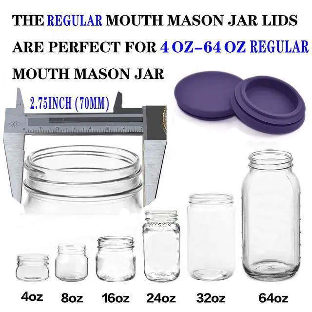 Alt view image 2 of 7 - Regular Mouth Mason Jar Lids - Upgrade Canning Lids Fit for All Regular Mouth Mason Jars,Food Grade Silicone Mason Jar Caps,Dishwasher Safe,Leak Proof Reusable Lids,3 Pack (Violet-3 Pack)