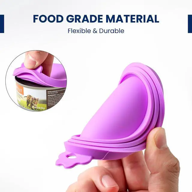 Alt view image 2 of 6 - Food Can Covers, Silicone Lids, BPA Free, Dishwasher Safe, Fit Most Standard Size Canned Cat and Dog Food, 3oz/5.5oz/12.5oz/13.2oz, Jade White/Lilac Purple/Rose Pink