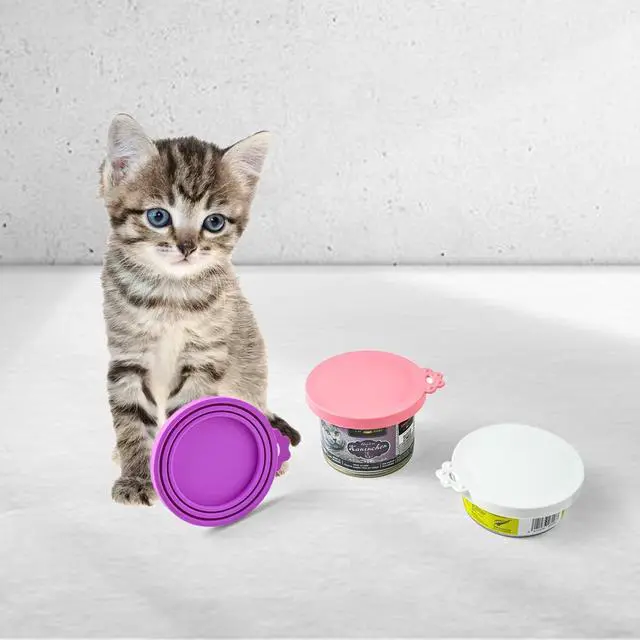 Alt view image 6 of 6 - Food Can Covers, Silicone Lids, BPA Free, Dishwasher Safe, Fit Most Standard Size Canned Cat and Dog Food, 3oz/5.5oz/12.5oz/13.2oz, Jade White/Lilac Purple/Rose Pink