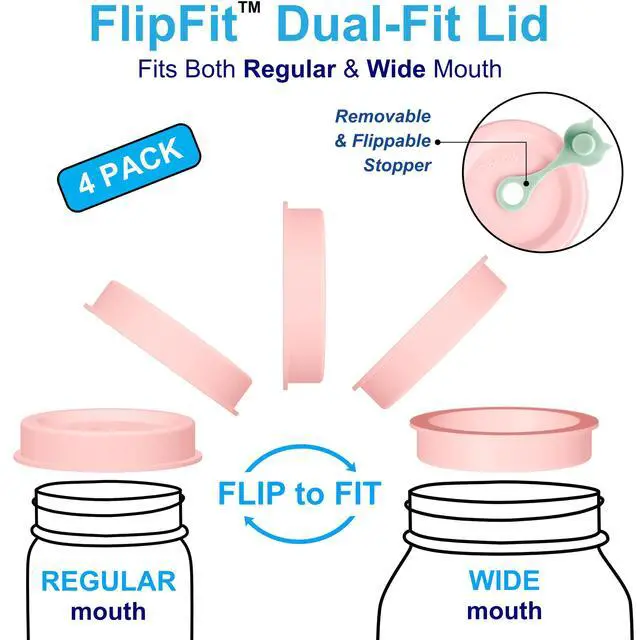 Alt view image 2 of 7 - Silicone Mason Jar Lids with Straw Hole - Dual-Fit Regular Mouth & Wide Mouth Mason Jars Ball, Kerr, Mainstays, Golden Harvest - Drinking Top Lids - Plastic-Free