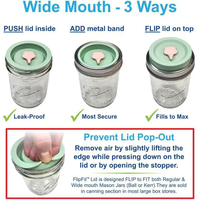 Alt view image 5 of 7 - Silicone Mason Jar Lids with Straw Hole - Dual-Fit Regular Mouth & Wide Mouth Mason Jars Ball, Kerr, Mainstays, Golden Harvest - Drinking Top Lids - Plastic-Free
