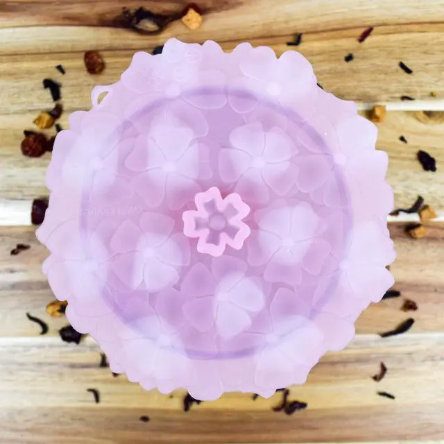 Alt view image 4 of 6 - Set of 2 Geranium 4 Inch Silicone Drink Covers - Airtight Seal