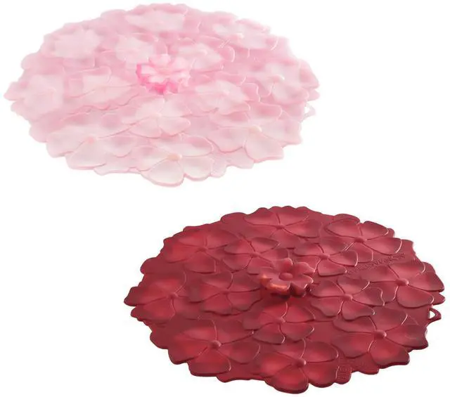 Main image of Set of 2 Geranium 4 Inch Silicone Drink Covers - Airtight Seal