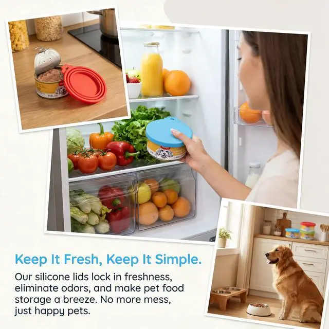 Alt view image 7 of 7 - Universal Silicone Pet Food Can Lids, BPA-Free & Dishwasher Safe Cat/Dog Food Can Lids with Spoons, Can Covers Set for Most Standard Size Dog and Cat Food Can
