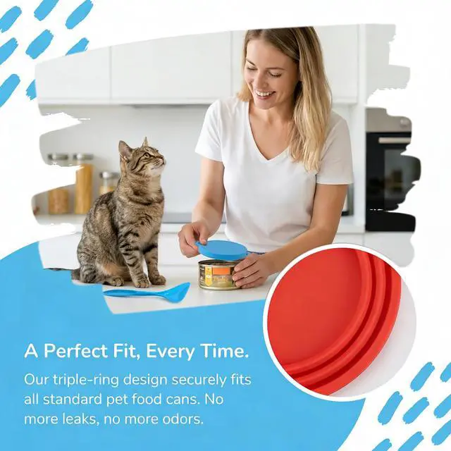 Alt view image 6 of 7 - Universal Silicone Pet Food Can Lids, BPA-Free & Dishwasher Safe Cat/Dog Food Can Lids with Spoons, Can Covers Set for Most Standard Size Dog and Cat Food Can