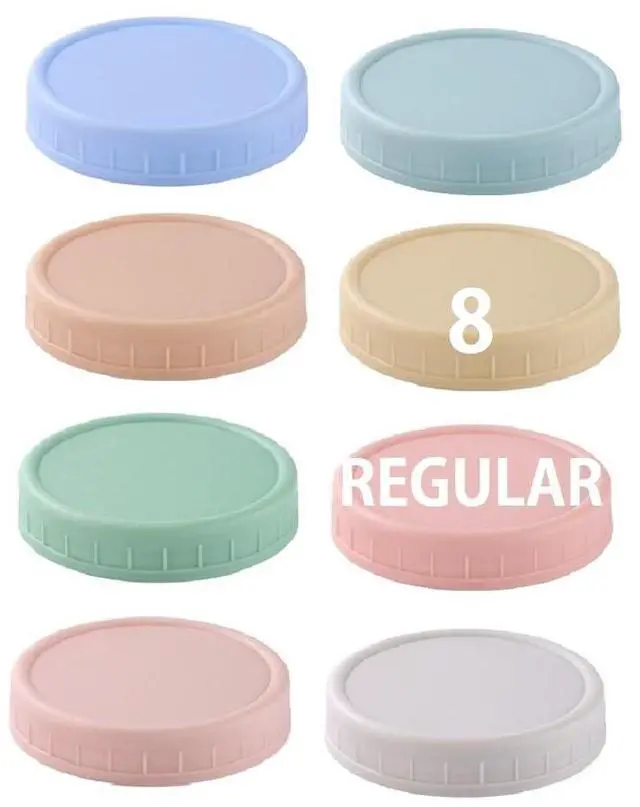 Main image of 8 Pack Regular Mouth Plastic Mason Jar Lids for Ball, Kerr and More, 70mm Colored Canning Tops with Silicone Rings, Food Grade & Leak-proof