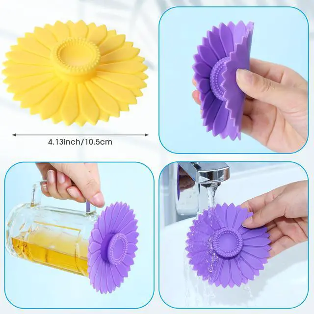 Alt view image 2 of 6 - Sets Silicone Cup Covers Multicolored Silicone Cup Lids Mug Cover Outdoor for Hot Drinks, Tea, Coffee, 6 Colors(Sunflower,Bright Color)