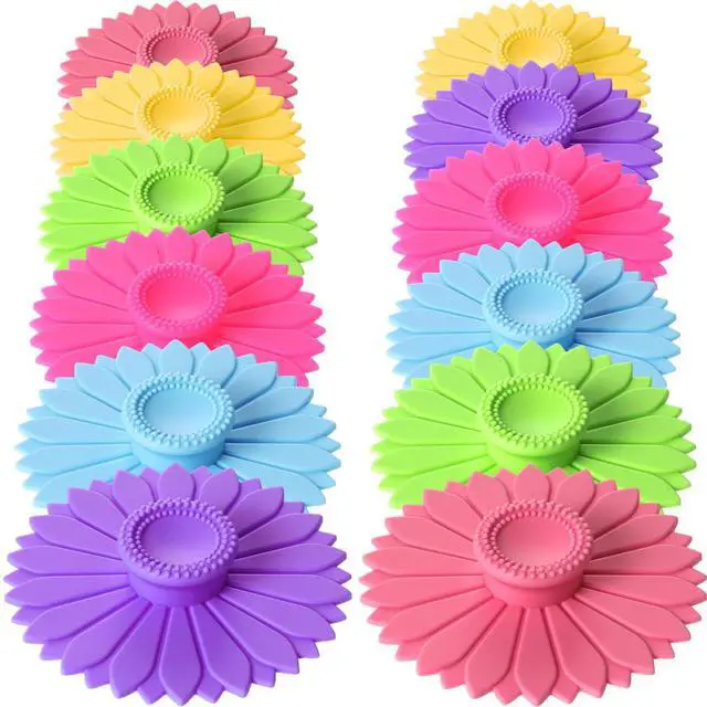 Main image of Sets Silicone Cup Covers Multicolored Silicone Cup Lids Mug Cover Outdoor for Hot Drinks, Tea, Coffee, 6 Colors(Sunflower,Bright Color)