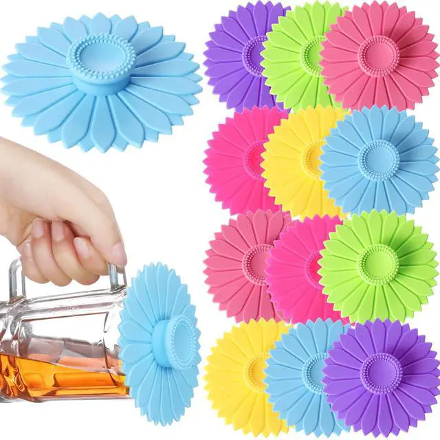 Alt view image 6 of 6 - Sets Silicone Cup Covers Multicolored Silicone Cup Lids Mug Cover Outdoor for Hot Drinks, Tea, Coffee, 6 Colors(Sunflower,Bright Color)