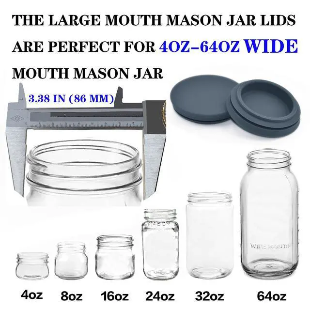 Alt view image 2 of 7 - Wide Mouth Mason Jar Lids - Large Mouth Canning Lids Fit for All Wide Mouth Mason Jars,Food Grade Silicone Mason Jar Caps,Dishwasher Safe,Leak Proof Reusable Lids,2 Pack