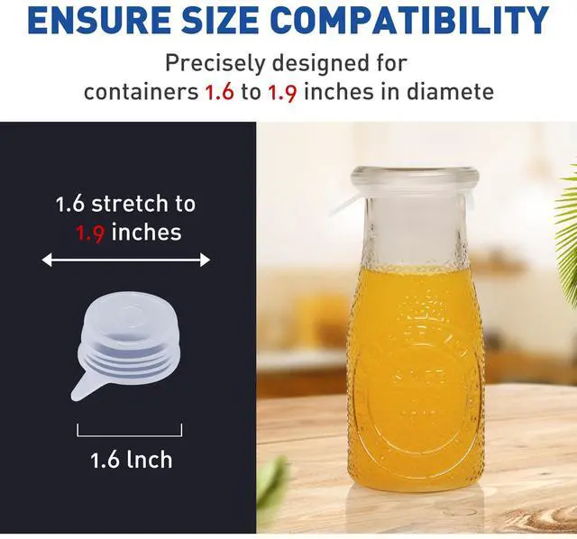 Alt view image 2 of 5 - Extra Small Silicone Stretch Lids 1.6 Inch Reusable Silicone Jar Cover to Fit 1.6 Inch to 1.9 Inch Small Jars,Cans,Bottles 8 Pack