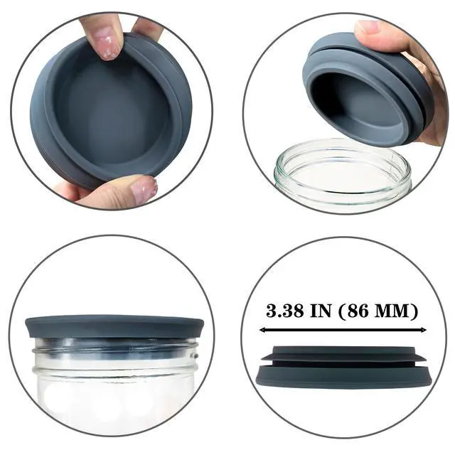 Alt view image 7 of 7 - Wide Mouth Mason Jar Lids - Large Mouth Canning Lids Fit for All Wide Mouth Mason Jars,Food Grade Silicone Mason Jar Caps,Dishwasher Safe,Leak Proof Reusable Lids,2 Pack