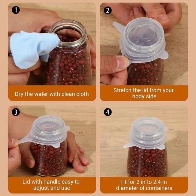 Alt view image 3 of 7 - 10 Pcs 2 Inch Silicone Stretch Lids, Jar Cover Sealed Food Storage Covers