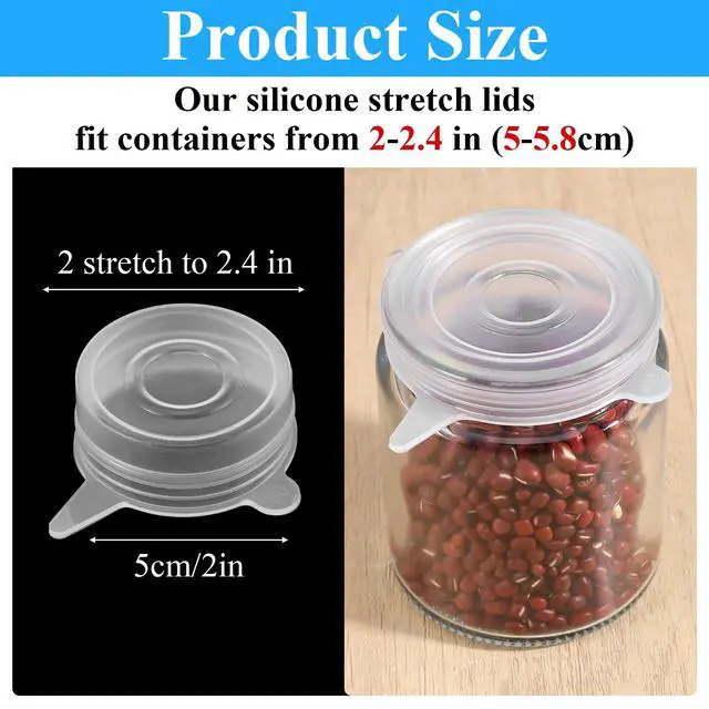 Alt view image 2 of 7 - Silicone Stretch Lids, 2 Inch Reusable Jar Lids for Jars Bottles Small Yogurt Jars Milk Bottles Cans, Leakproof Elastic Caps for Food Storage