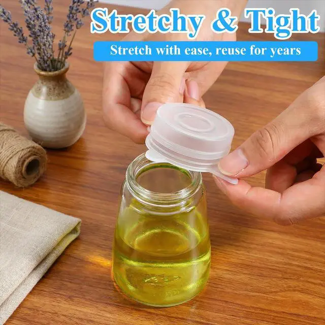 Alt view image 4 of 7 - Silicone Stretch Lids, 2 Inch Reusable Jar Lids for Jars Bottles Small Yogurt Jars Milk Bottles Cans, Leakproof Elastic Caps for Food Storage