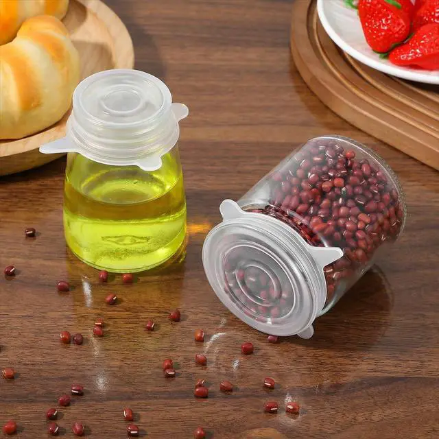 Alt view image 5 of 7 - Silicone Stretch Lids, 2 Inch Reusable Jar Lids for Jars Bottles Small Yogurt Jars Milk Bottles Cans, Leakproof Elastic Caps for Food Storage