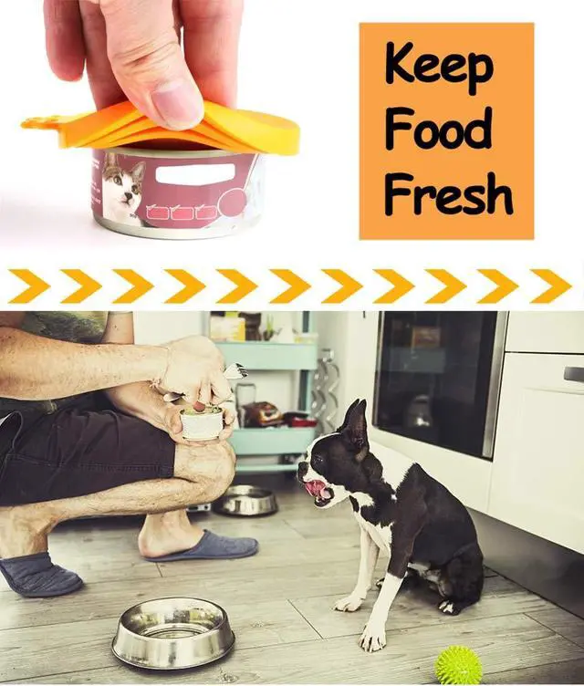 Alt view image 6 of 6 - Food Can Cover Silicone Can Lids for Dog and Cat Food(Universal Size,One fit 3 Standard Size Food Cans),Multi-colored