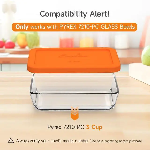 Alt view image 2 of 7 - Cup Rectangle Silicone Replacement Lids for Pyrex 7210-PC Glass