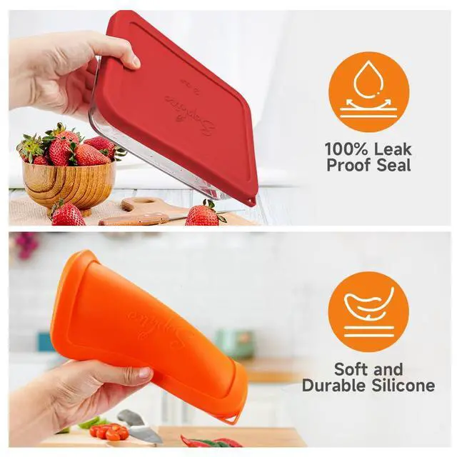 Alt view image 5 of 7 - Cup Rectangle Silicone Replacement Lids for Pyrex 7210-PC Glass