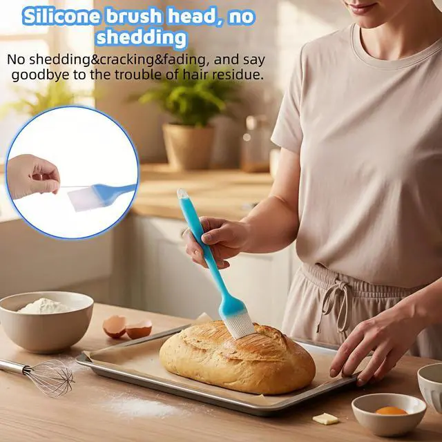 Alt view image 3 of 7 - Silicone Basting Pastry Brush, 10.35 Inch, Blue, Food Grade, Heat Resistant -30°C to 230°C, No Bristle Loss, for Baking, BBQ, and Cooking