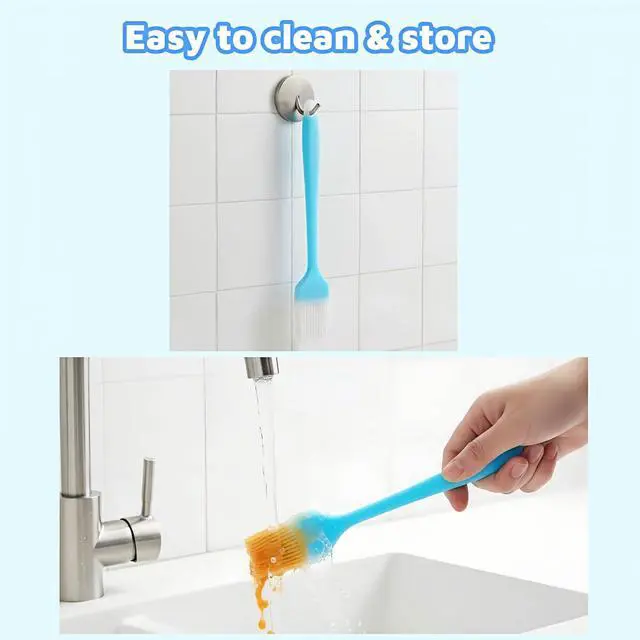 Alt view image 6 of 7 - Silicone Basting Pastry Brush, 10.35 Inch, Blue, Food Grade, Heat Resistant -30°C to 230°C, No Bristle Loss, for Baking, BBQ, and Cooking