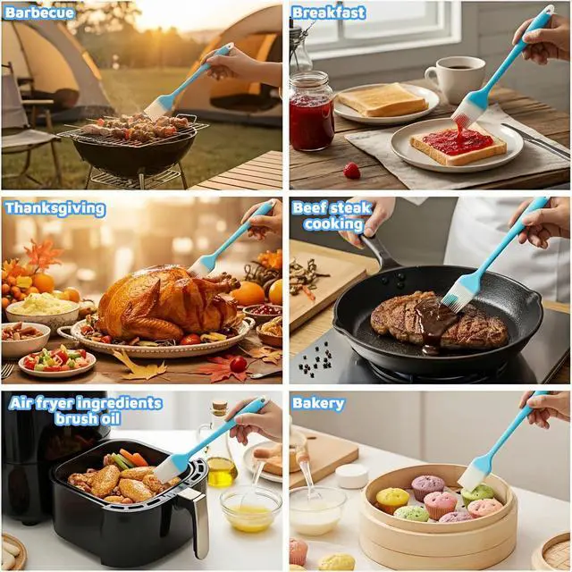 Alt view image 7 of 7 - Silicone Basting Pastry Brush, 10.35 Inch, Blue, Food Grade, Heat Resistant -30°C to 230°C, No Bristle Loss, for Baking, BBQ, and Cooking