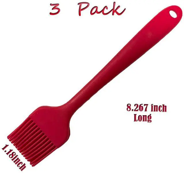Alt view image 2 of 7 - Pastry Brush For Baking,Silicone Basting Brush For Cooking,315°C Heat Resistant Food Brush for Oil & Sauce,Non-Shedding Kitchen Brushes for Butter Bread Meat Egg Wash Cake Baster(3pc Red)