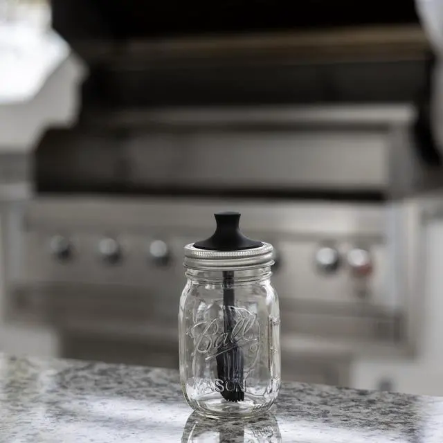 Alt view image 2 of 5 - Silicone Black Basting Brush Lid For Regular Mouth Mason Jars