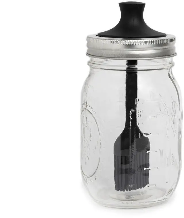 Main image of Silicone Black Basting Brush Lid For Regular Mouth Mason Jars