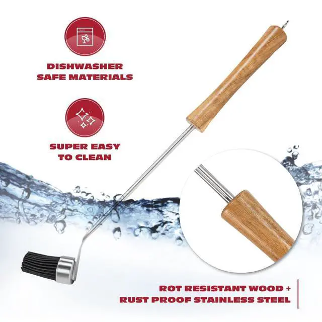Alt view image 5 of 7 - Silicone Basting Brush for Grilling - Premium Acacia Wood Sauce Brush for BBQ & Smoking - Heat Resistant Marinade & Meat Brush - Dishwasher Safe Cooking Brush - Perfect For Fathers Day Gift