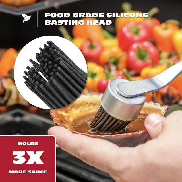 Alt view image 6 of 7 - Silicone Basting Brush for Grilling - Premium Acacia Wood Sauce Brush for BBQ & Smoking - Heat Resistant Marinade & Meat Brush - Dishwasher Safe Cooking Brush - Perfect For Fathers Day Gift