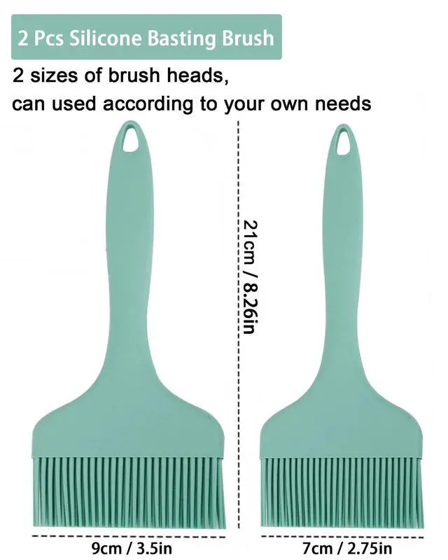 Alt view image 2 of 6 - 2Pcs Silicone Basting Pastry Brush - Heat Resistant Cooking Brushes Food Brush for Oil, Sauce, BBQ, Baking Outdoor Grill Dishwasher Safe Green