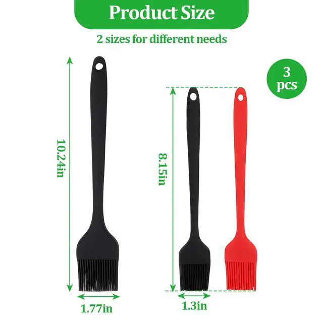 Alt view image 5 of 6 - 3 PCS Silicone Basting Pastry Brush,Heat Resistant Cooking Brush for Oil Butter Sauce,Premium Cooking Brush for Sauce Marinade Meat Glazing