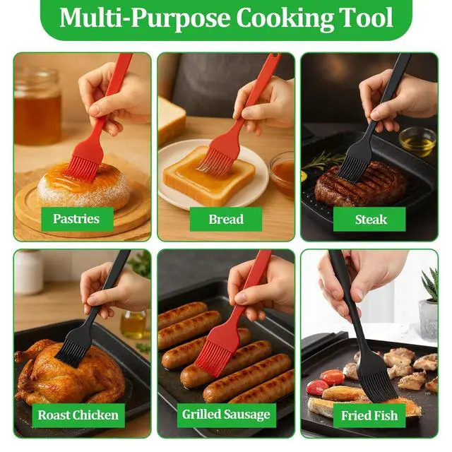 Alt view image 6 of 6 - 3 PCS Silicone Basting Pastry Brush,Heat Resistant Cooking Brush for Oil Butter Sauce,Premium Cooking Brush for Sauce Marinade Meat Glazing
