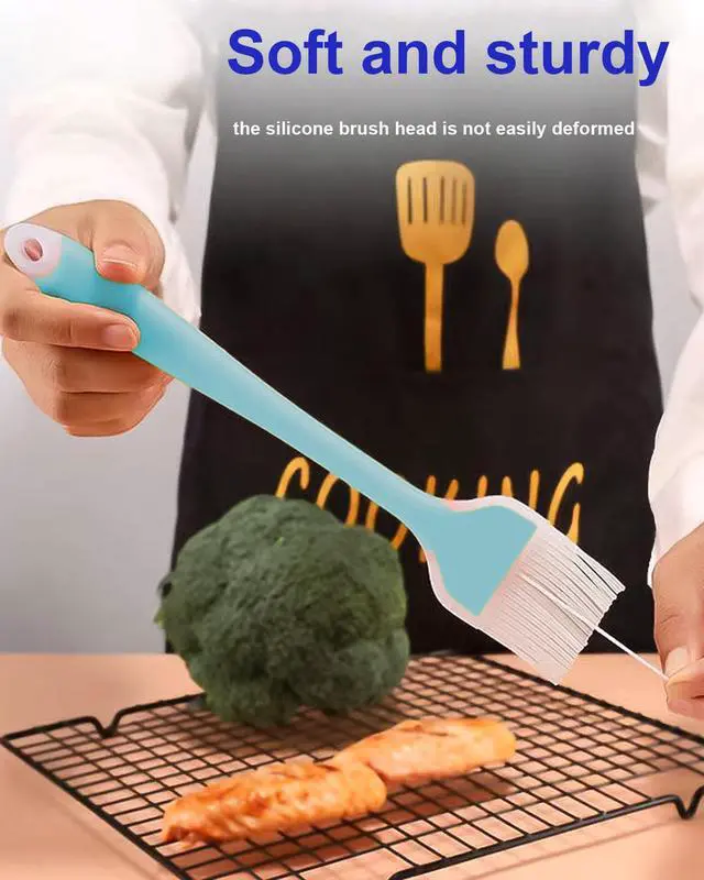 Alt view image 4 of 6 - Pastry Brush Silicone Basting Brush for Cooking,2PCS 10+8 in Heat Resistant Food Brushes for Baking, Grilling, Cooking and Spreading Oil, Butter, BBQ Sauce, or Marinade (Blue)