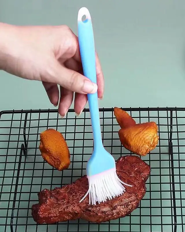 Alt view image 5 of 6 - Pastry Brush Silicone Basting Brush for Cooking,2PCS 10+8 in Heat Resistant Food Brushes for Baking, Grilling, Cooking and Spreading Oil, Butter, BBQ Sauce, or Marinade (Blue)