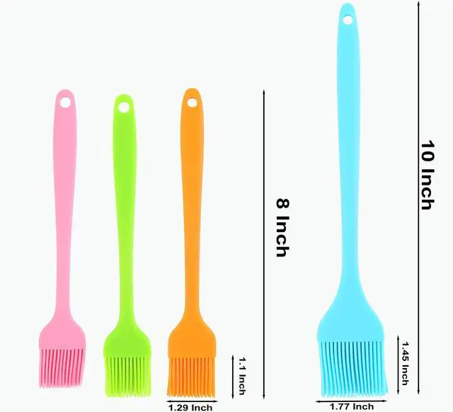 Alt view image 2 of 7 - Silicone Basting Brush for Cooking 4 Pieces, Pastry Brush for Baking, BBQ Grill Heat Resistant, BPA Free, Oil Butter Sauce, Dishwasher Safe, Multicolor