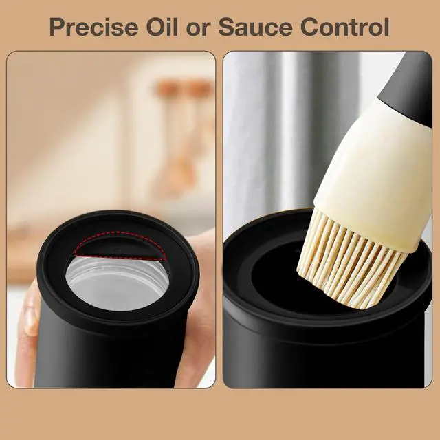 Alt view image 4 of 7 - Oil Dispenser with Brush for Kitchen (300ml /10oz, Black)
