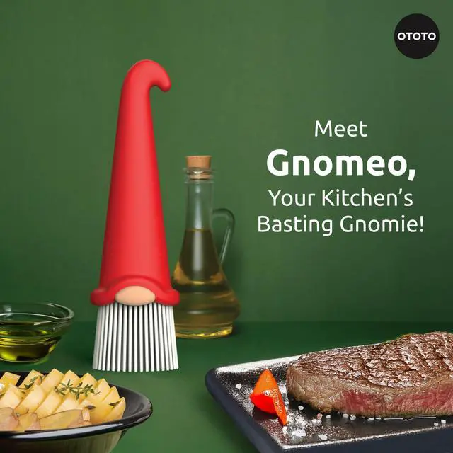 Alt view image 2 of 7 - Gnomeo Pastry Brush - Silicone Basting Brush for Cooking, Spread Oil Butter Sauce for BBQ Grill Baking, Gnomes Gifts for Women, Cute Funny Kitchen Gadgets