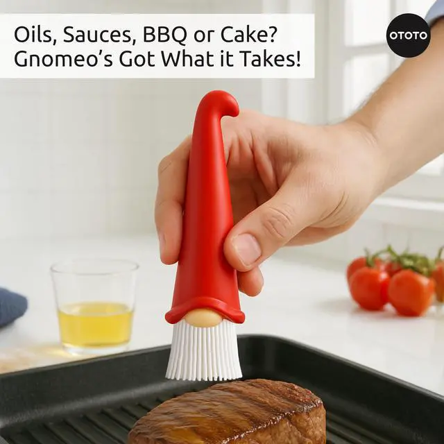 Alt view image 6 of 7 - Gnomeo Pastry Brush - Silicone Basting Brush for Cooking, Spread Oil Butter Sauce for BBQ Grill Baking, Gnomes Gifts for Women, Cute Funny Kitchen Gadgets