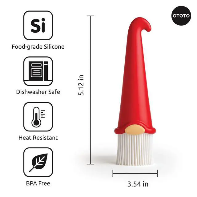 Alt view image 5 of 7 - Gnomeo Pastry Brush - Silicone Basting Brush for Cooking, Spread Oil Butter Sauce for BBQ Grill Baking, Gnomes Gifts for Women, Cute Funny Kitchen Gadgets