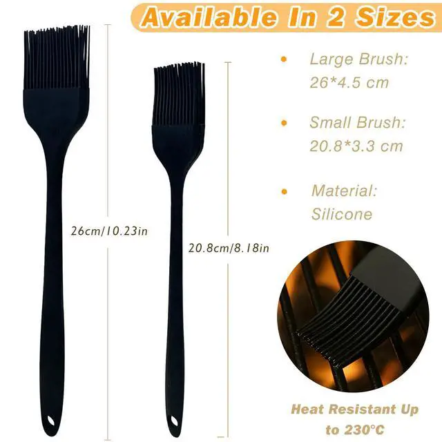Alt view image 6 of 7 - Silicone Basting and Pastry Brush Set, 2-Piece Heat-Resistant Brushes with Steel Core Handle, One-Piece BPA-Free Design for BBQ, Grilling, Baking & Cooking Dishwasher Safe